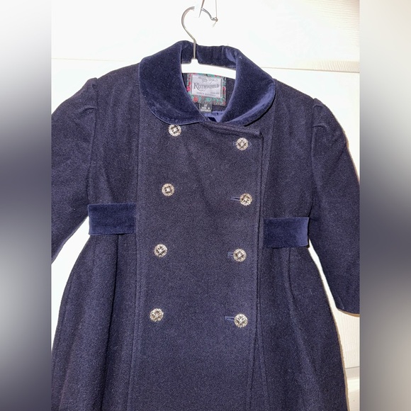 Tailored by Rothschild girls Navy Wool Double-Breasted Kids Coat 3T winter fall - Picture 5 of 9